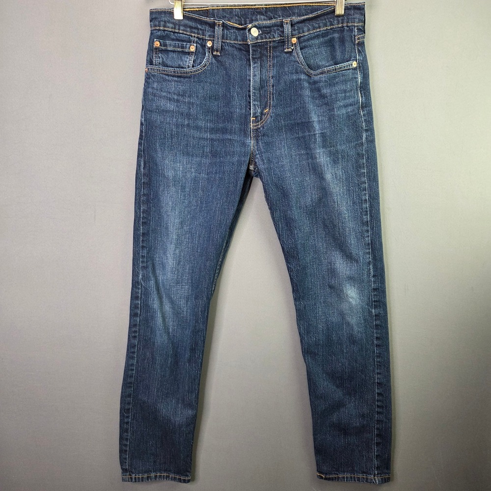 Levi's Jeans 502 Regular Taper 33x32 Dark Wash Blue Denim Mens Tapered Leg 3813